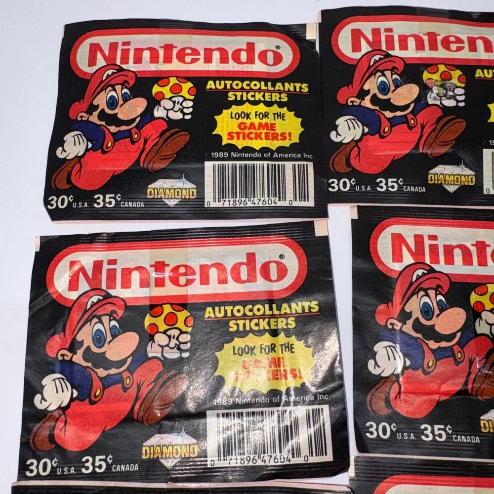 Vintage 1989 Sealed Diamond Nintendo Sticker Packs Mario 8pk
